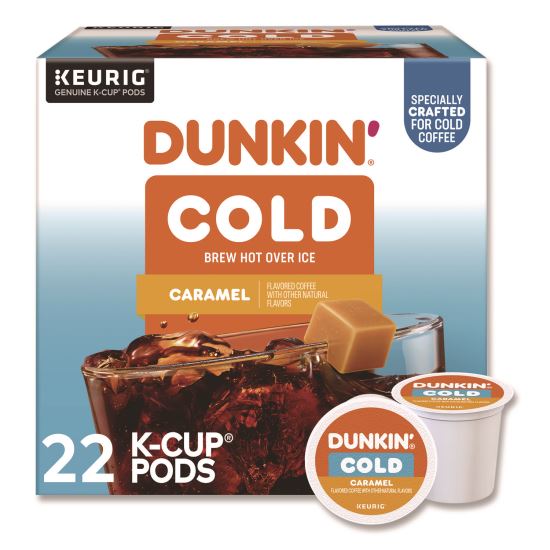 Cold Iced Coffee K-Cups, Caramel, 0.44 oz, 22/Box1