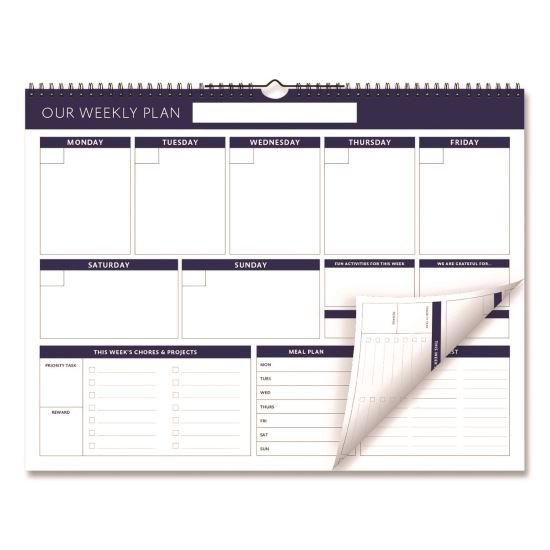 Weekly Family Planner, 17 x 13, White/Blue Sheets, 52 Weeks: Undated1