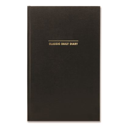 Classic Hardbound Daily Planner, 12.5 x 8, Black/Gold Cover, 12-Month (Jan to Dec): 20251