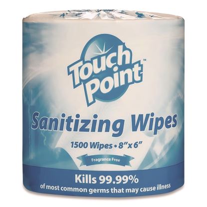 Premium Sanitizing Wipes, 8 x 6, Fragrance-Free, 1,500 Wipes/Roll, 2 Rolls/Carton1