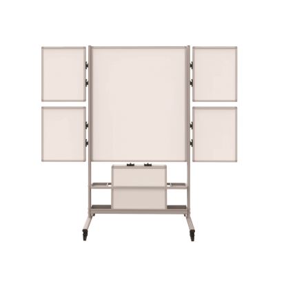 Mobile Collaboration Station Whiteboard with 4 Attachable Marker Boards, 40.4" x 48.6", White Surface, Silver Aluminum Frame1