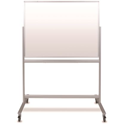 Mobile Magnetic Glass Dry Erase Board, 48" x 36", White Surface, Silver Aluminum Frame1