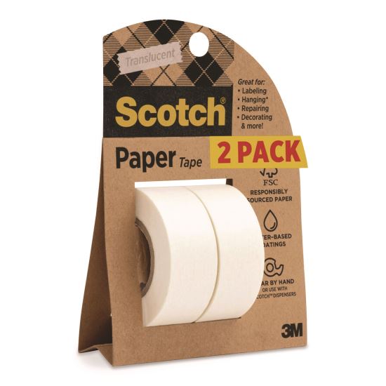 Paper Tape, 3/4" x 600", White, 2/Pack1