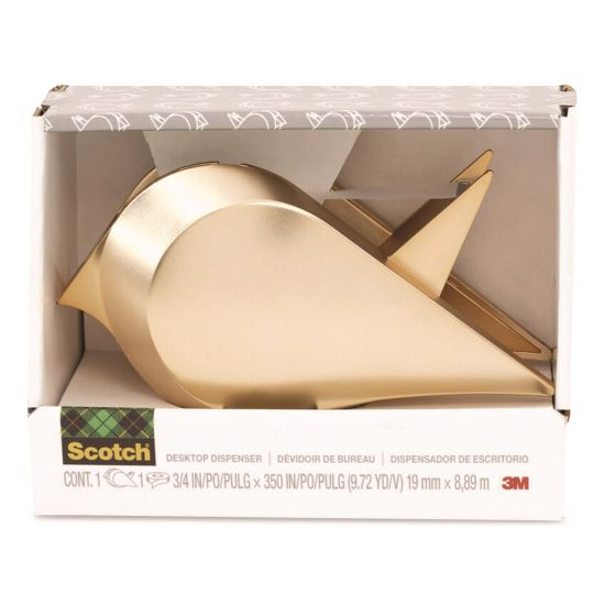 Bird Desktop Tape Dispenser, 1" Core, Metallic Gold1