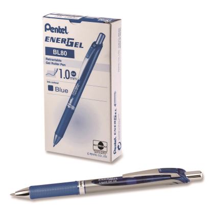 EnerGel RTX Gel Pen, Retractable, Bold 1 mm, Blue Ink, Blue/Gray Barrel, Dozen1