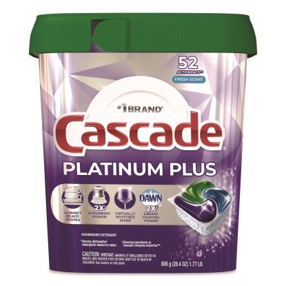 Platinum Plus ActionPacs Dishwasher Detergent Pods, Fresh Scent, 28.4 oz Tub, 52/Pack1