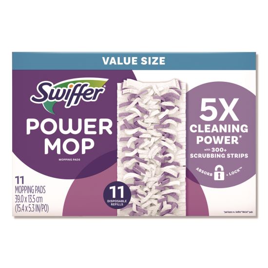 PowerMop Mopping Pads, 15.4 x 5.3, White/Purple. 11/Pack1