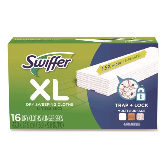 Sweeper XL Dry Refill Cloths, 16.9 x 9.8, White, 16/Box1