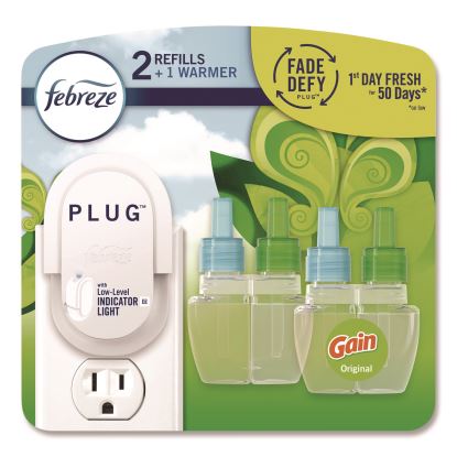 PLUG Air Freshener Warmer Starter Kit, Clear/White, with (2) Gain Original Refills1