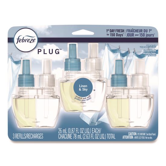 PLUG Air Freshener Refills, Linen and Sky, 0.87 oz, 3/Pack1