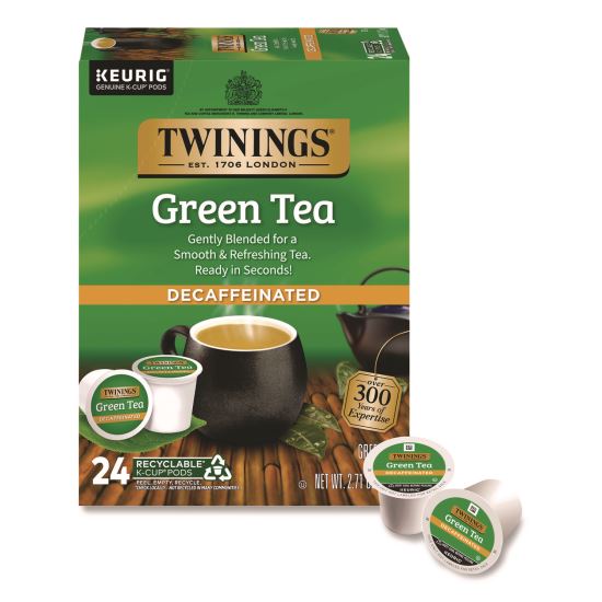 Tea K-Cups, Decaf Green Tea, 0.11 oz, 24/Box1