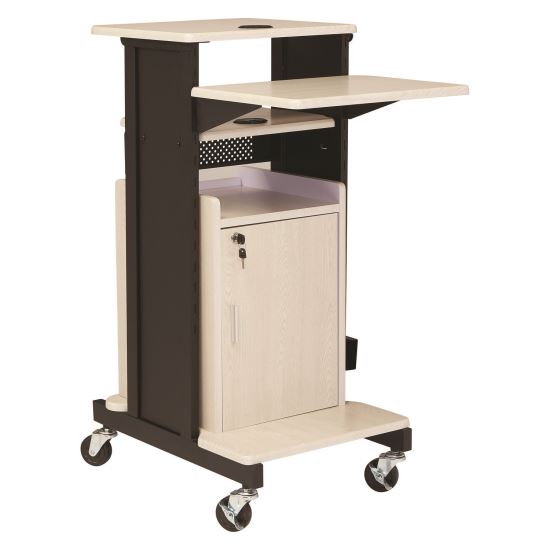 Premium Plus Presentation Cart with Storage Cabinet, 18 x 30 x 40.5, Ivory/Black1