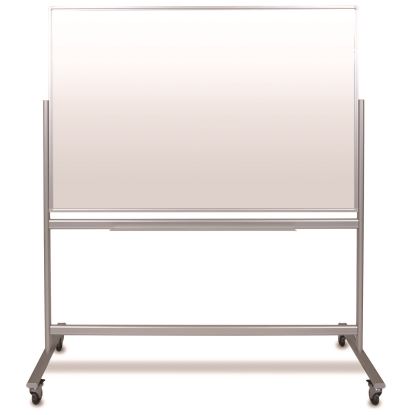 Mobile Magnetic Glass Dry Erase Board, 60" x 40", White Surface, Silver Aluminum Frame1
