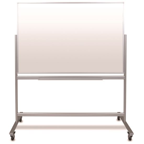 Mobile Magnetic Glass Dry Erase Board, 60" x 40", White Surface, Silver Aluminum Frame1