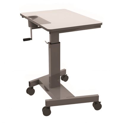 Sit Stand Student Desk with Crank Handle, 27.5 x 19.5 x 26.25 to 42, White/Gray1