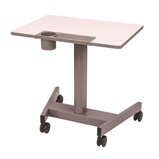 Pneumatic Sit Stand Desk, 27.5 x 19.5 x 26.25 to 42, White/Gray1