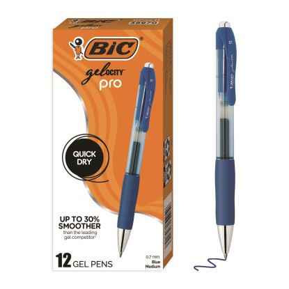 Gel-ocity Pro Quick Dry Gel Pen, Retractable, Medium 0.7 mm, Blue Ink, Blue/Clear Barrel, 12/Pack1