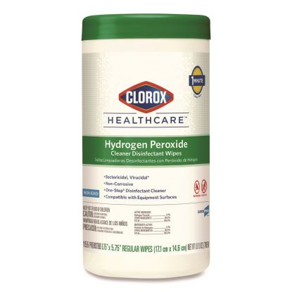 Hydrogen Peroxide Cleaner Disinfectant Wipes, 6.75 x 5.75, Unscented, 155 Wipes/Canister1