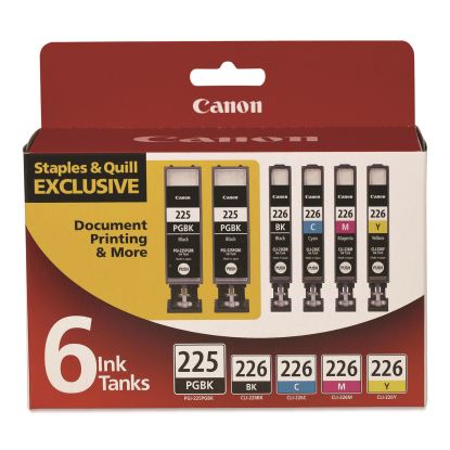 956114 (PGI-225, PGI-226) Ink, Black/Cyan/Magenta/(2) Photo Black/Yellow, 6/Pack1