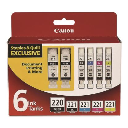 956115 (PGI-220, PGI-221) Ink, 412 Page-Yield, (2) Black/Cyan/Magenta/Photo Black/Yellow, 6/Pack1