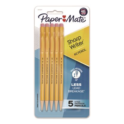 Sharpwriter Mechanical Pencil, 0.7 mm, HB (#2), Black Lead, Classic Yellow Barrel, 5/Pack1