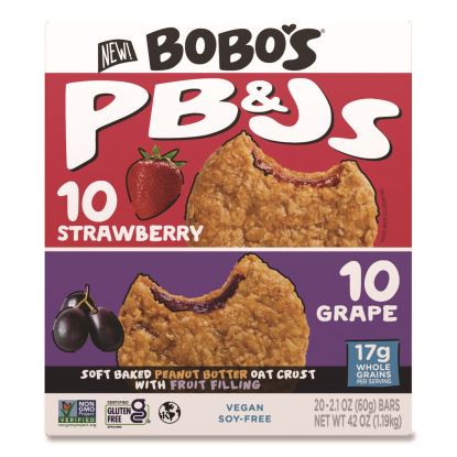 PB and J Variety Pack, Peanut Butter/Grape and Peanut Butter/Strawberry, 2.1 oz Bar, 12/Box1