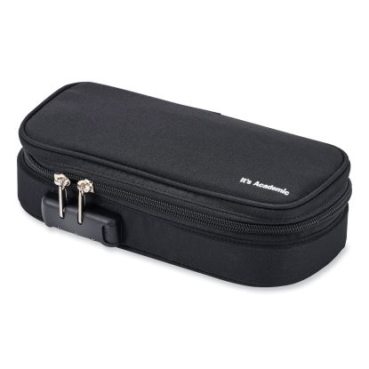 It's Academic Locking Pencil Case, 2 Compartments, 4.75" x 2.5" x 2.5", Black, 2/Pack1