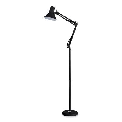 Swing Arm Metal Floor Lamp, 64.96" to 72" Tall, Black Base, Black Metal Shade1