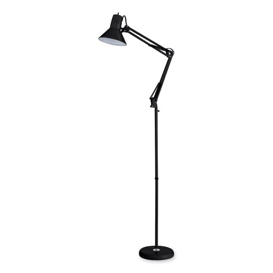 Swing Arm Metal Floor Lamp, 64.96" to 72" Tall, Black Base, Black Metal Shade1