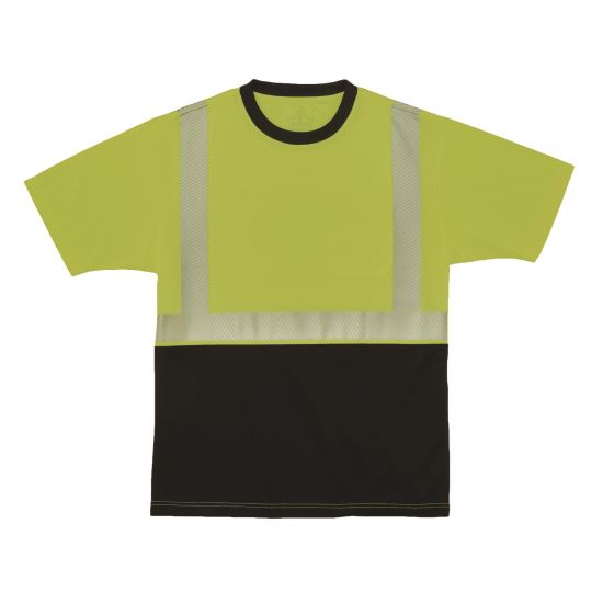 GloWear 8280BK Class 2 Performance T-Shirt with Black Bottom, 5X-Large Long, Lime1