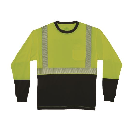 GloWear 8281BK Class 2 Long Sleeve Shirt with Black Bottom, 3X-Large Long, Lime1