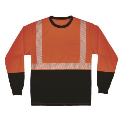 GloWear 8281BK Class 2 Long Sleeve Shirt with Black Bottom, X-Small, Orange1