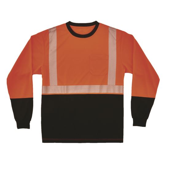 GloWear 8281BK Class 2 Long Sleeve Shirt with Black Bottom, 3X-Large Long, Orange1