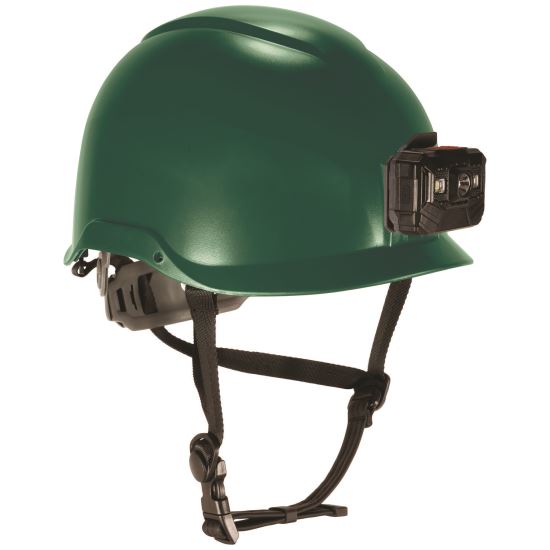 Skullerz 8976LED Class E Safety Helmet with LED Light, 6-Point Ratchet Suspension, Green1