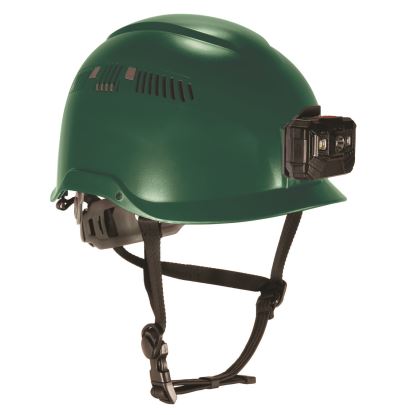 Skullerz 8977LED Class C Safety Helmet with LED Light and Adjustable Venting, 6-Point Ratchet Suspension, Green1