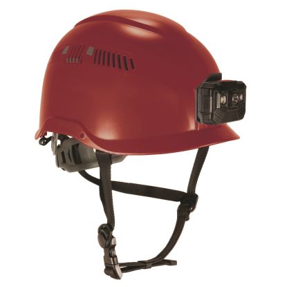 Skullerz 8977LED Class C Safety Helmet with LED Light and Adjustable Venting, 6-Point Ratchet Suspension, Red1