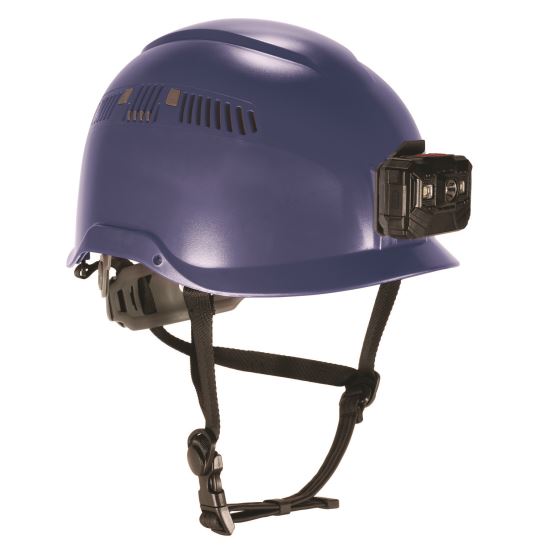 Skullerz 8977LED Class C Safety Helmet with LED Light and Adjustable Venting, 6-Point Ratchet Suspension, Blue1