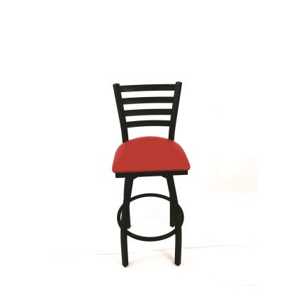 Boggs Series Barstool, Supports Up to 300 lb, 30.5" Seat Height, Red Seat, Black Back, Black Base1