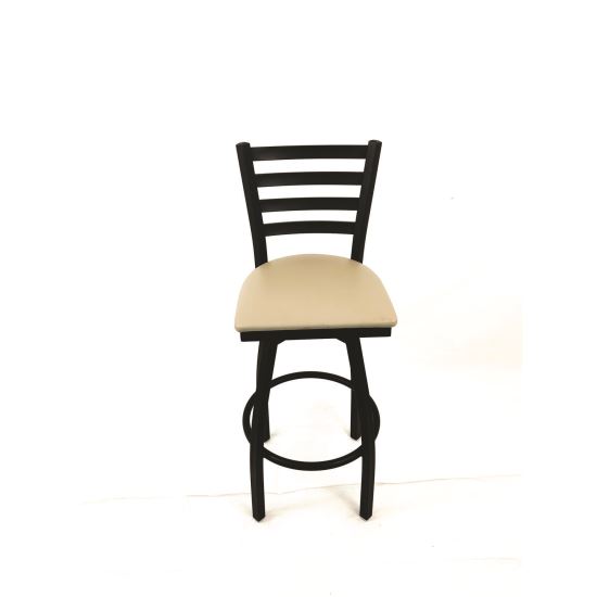 Boggs Series Barstool, Supports Up to 300 lb, 30.5" Seat Height, Taupe Seat, Black Back, Black Base1