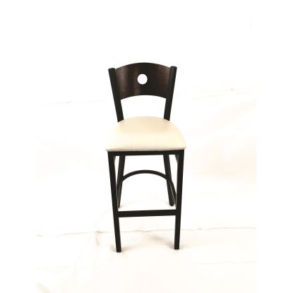 Circle Series Barstool, Supports Up to 300 lb, 28.5" Seat Height, Cream Seat, Dark Walnut Back, Black Base1