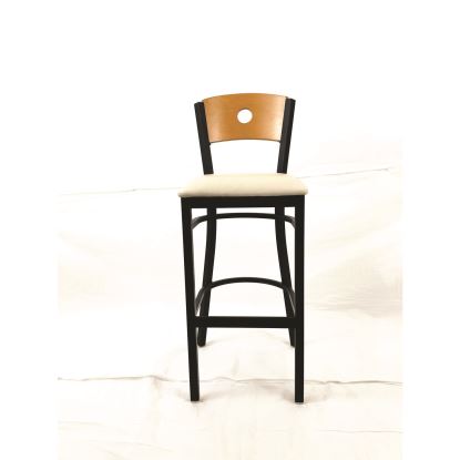 Circle Series Barstool, Supports Up to 300 lb, 28.5" Seat Height, Cream Seat, Natural Back, Black Base1