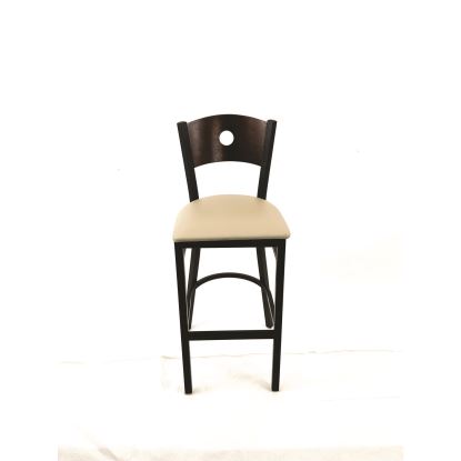 Circle Series Barstool, Supports Up to 300 lb, 28.5" Seat Height, Taupe Seat, Dark Walnut Back, Black Base1