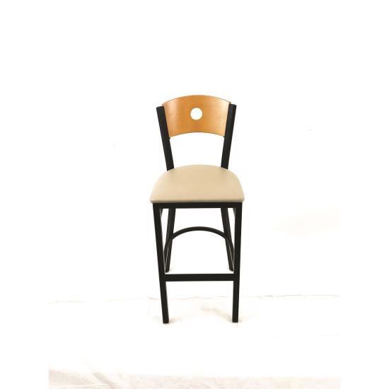 Circle Series Barstool, Supports Up to 300 lb, 28.5" Seat Height, Taupe Seat, Natural Back, Black Base1