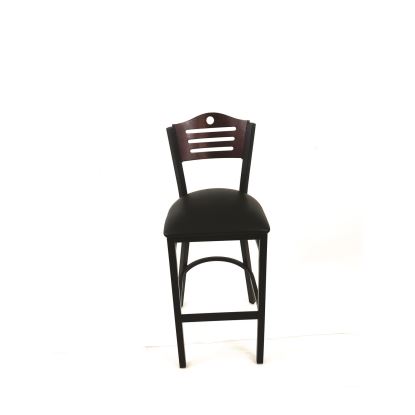 Eagle Series Barstool, Supports Up to 300 lb, 28.5" Seat Height, Black Seat, Dark Mahogany Back, Black Base1