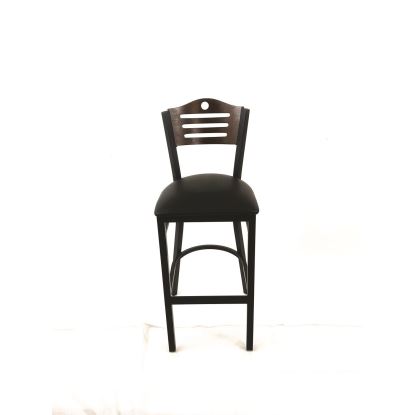 Eagle Series Barstool, Supports Up to 300 lb, 28.5" Seat Height, Black Seat, Dark Walnut Back, Black Base1