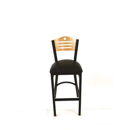 Eagle Series Barstool, Supports Up to 300 lb, 28.5" Seat Height, Black Seat, Natural Back, Black Base1