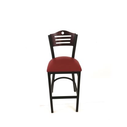 Eagle Series Barstool, Supports Up to 300 lb, 28.5" Seat Height, Burgundy Seat, Dark Mahogany Back, Black Base1