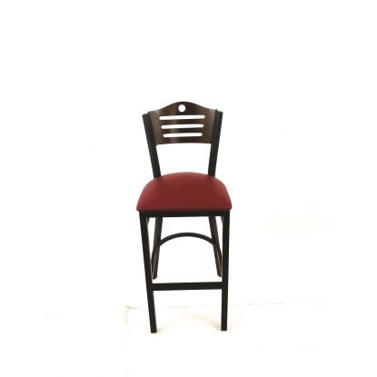 Eagle Series Barstool, Supports Up to 300 lb, 28.5" Seat Height, Burgundy Seat, Dark Walnut Back, Black Base1