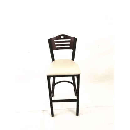 Eagle Series Barstool, Supports Up to 300 lb, 28.5" Seat Height, Cream Seat, Dark Mahogany Back, Black Base1