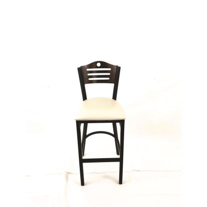 Eagle Series Barstool, Supports Up to 300 lb, 28.5" Seat Height, Cream Seat, Dark Walnut Back, Black Base1